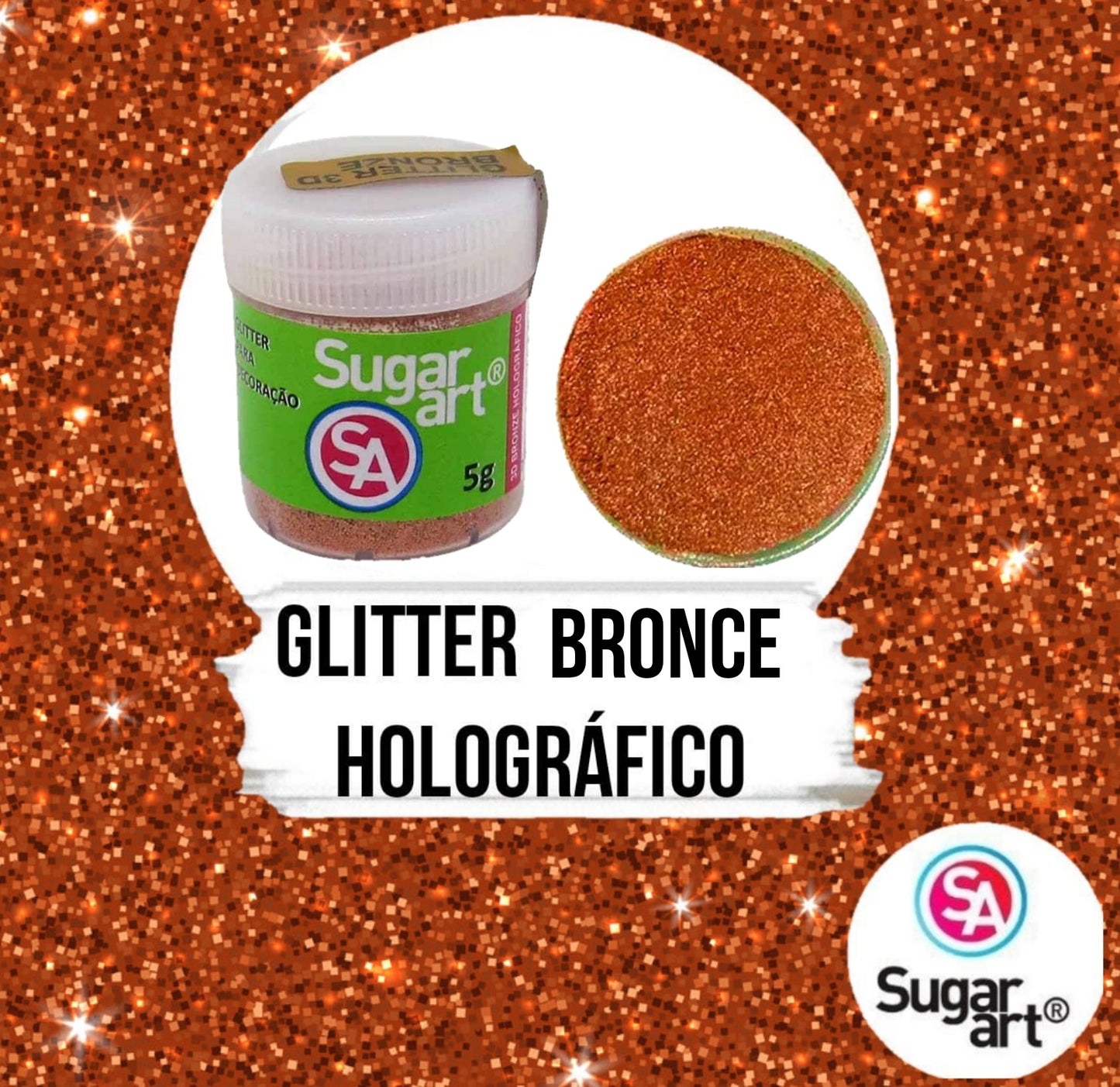 Glitter Brillantina Sugar Art 5g - Bronce Holográfico