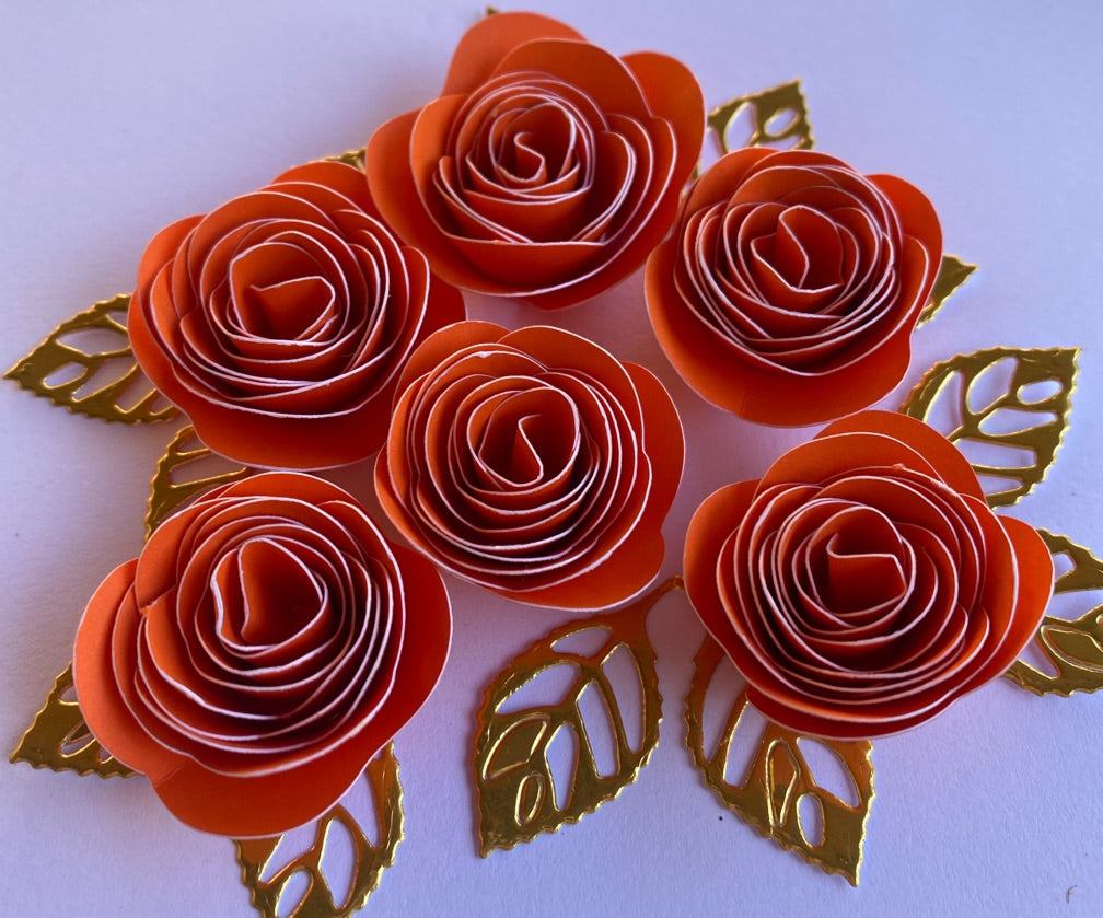 Flores Papel Mini Rositas 6 un. - Naranja
