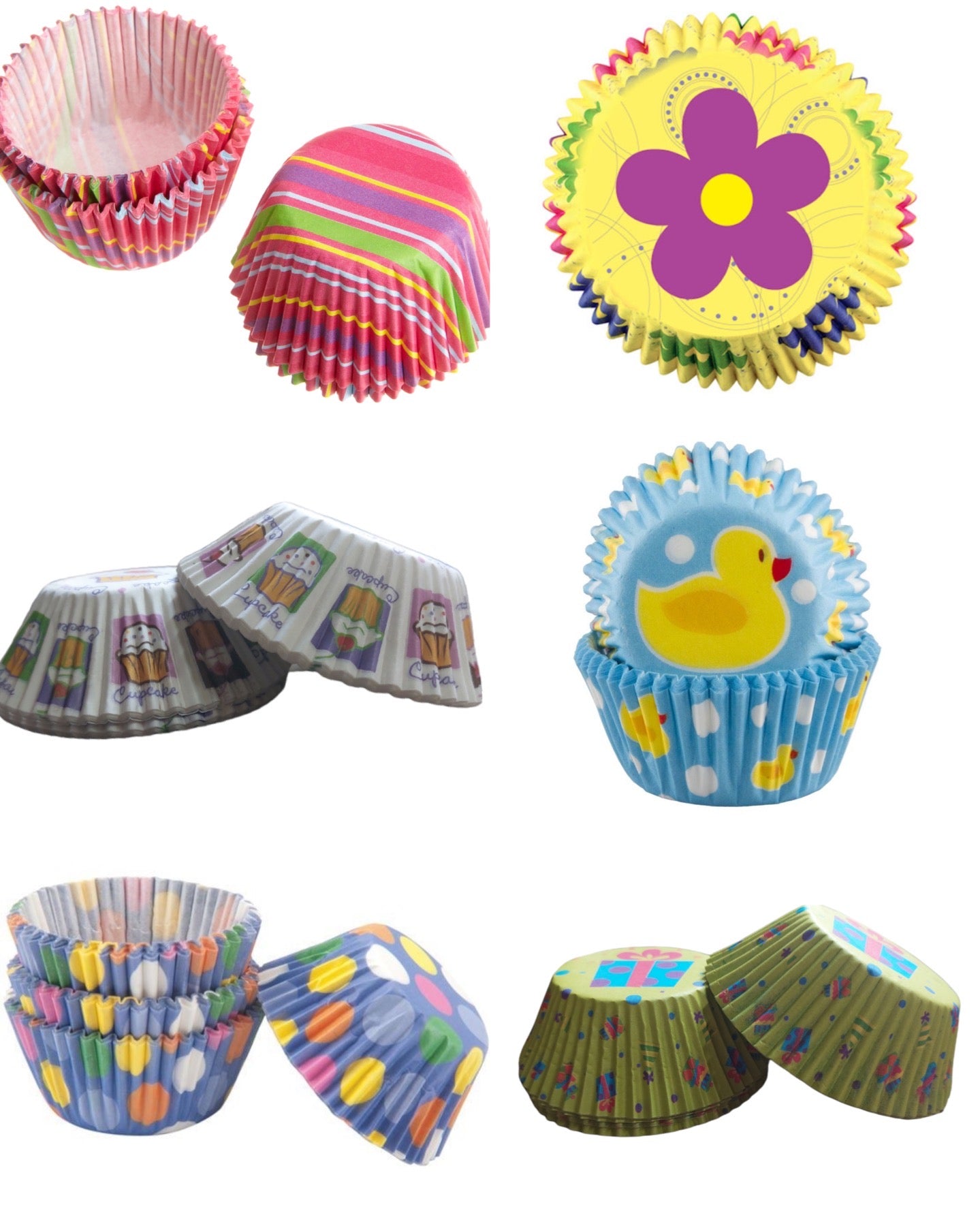 Pirotines Cupcakes Estampados - Blanco c/cupcakes