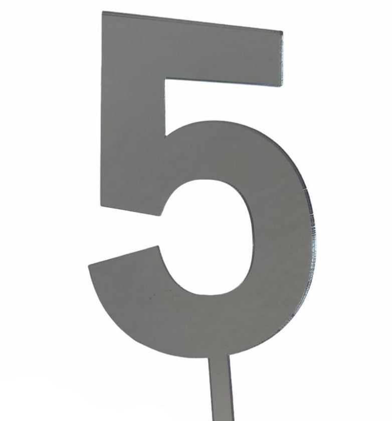 Topper Acrílico Plateado - N° 5