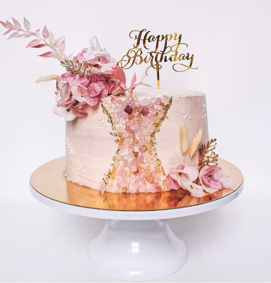 Topper de acrílico dorado "Happy Birthday"