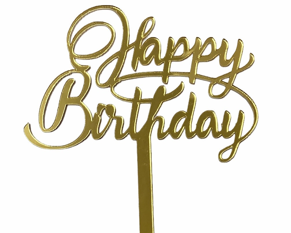Topper de acrílico dorado "Happy Birthday"