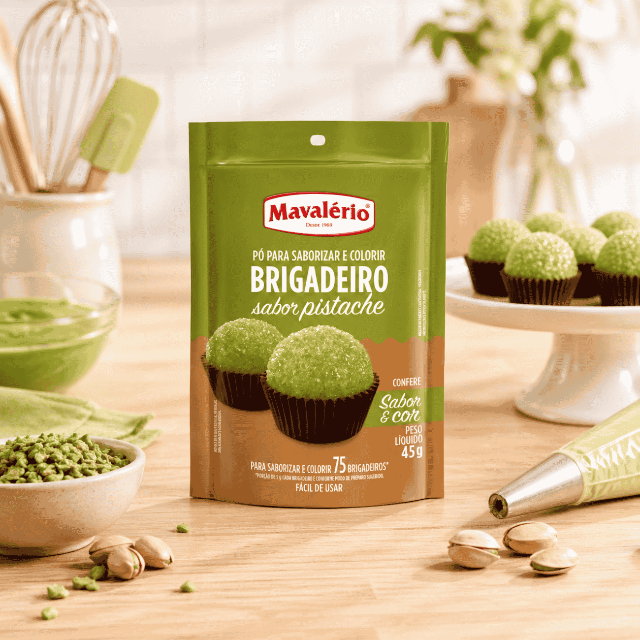 Polvo Saborizante y Colorante para Brigadeiro 45g - Pistacho