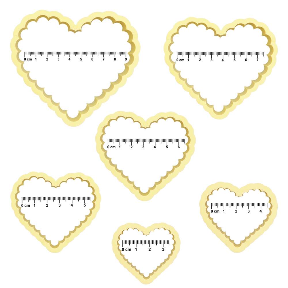 Cortantes Corazones Bordes Ondulados 6un.