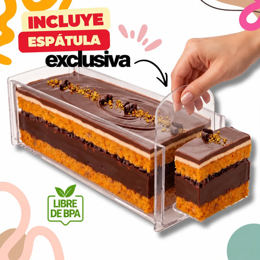 Soporte de Acrílico para Cake Slices con tapa y espátula