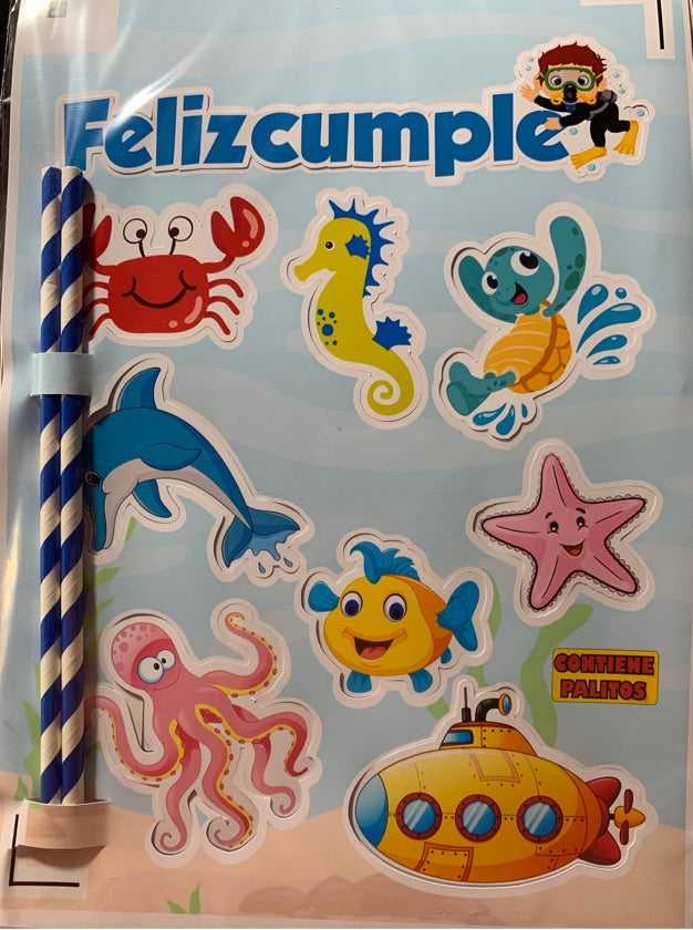 Topper para torta papel fotográfico Fondo de Mar