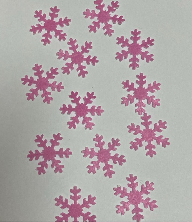 Apliques en papel de arroz Copos de Nieve - Rosa