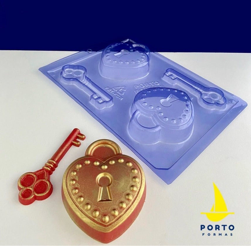 Placa Acetato 3D - Candado Corazón y Llave de Amor