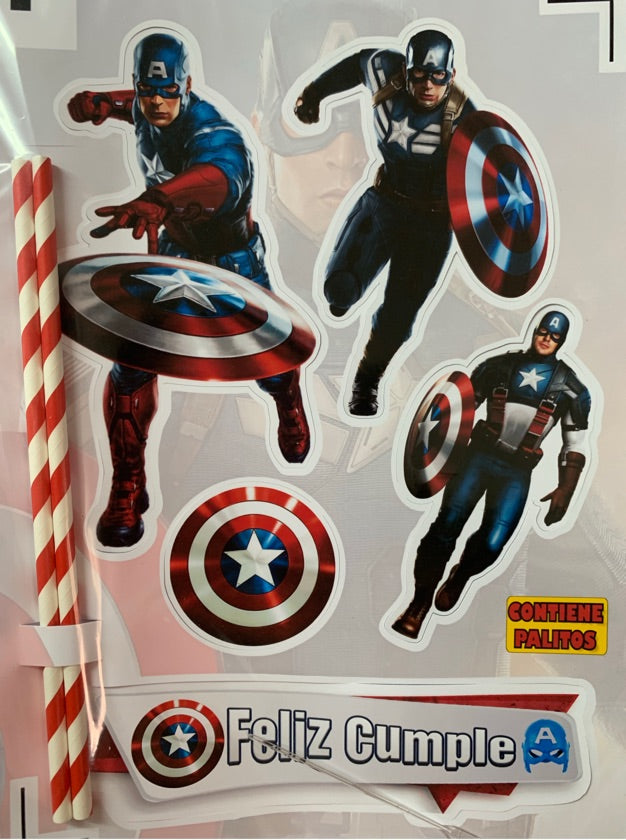 Topper para torta papel fotográfico Capitán América