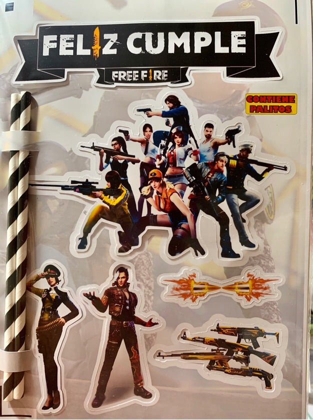 Topper para torta papel fotográfico Free Fire