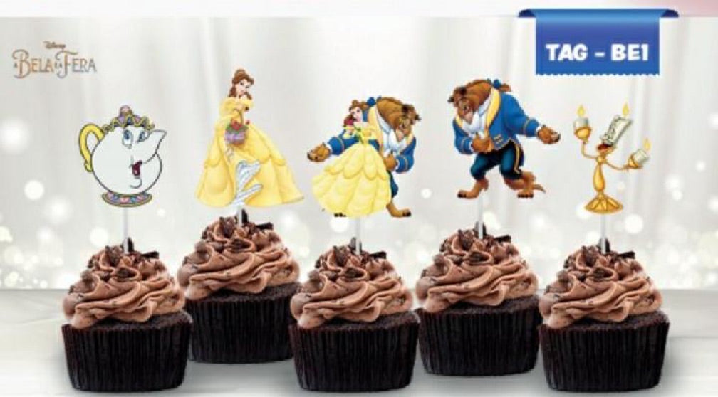 Toppers para cupcakes La Bella y La Bestia
