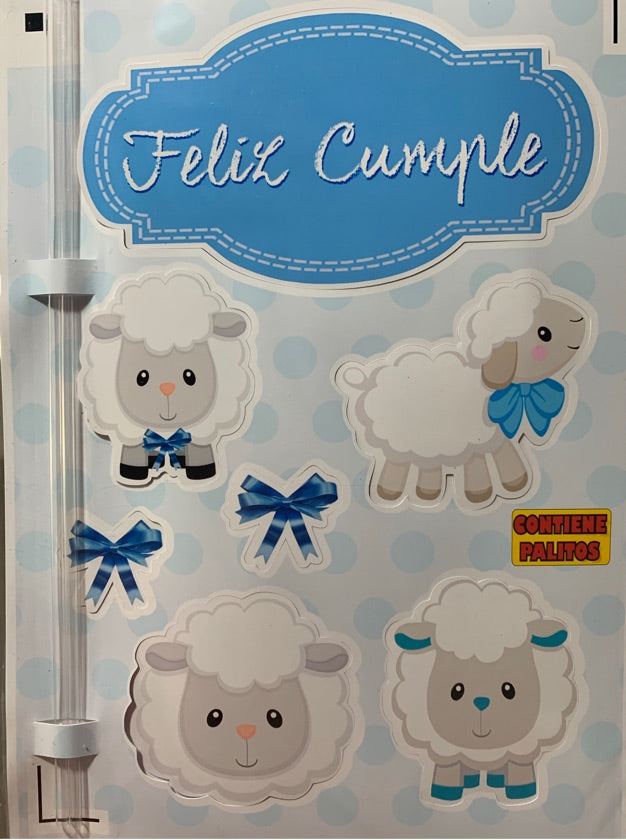 Topper para torta papel fotográfico Oveja Celeste
