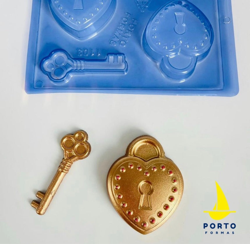 Placa Acetato 3D - Candado Corazón y Llave de Amor