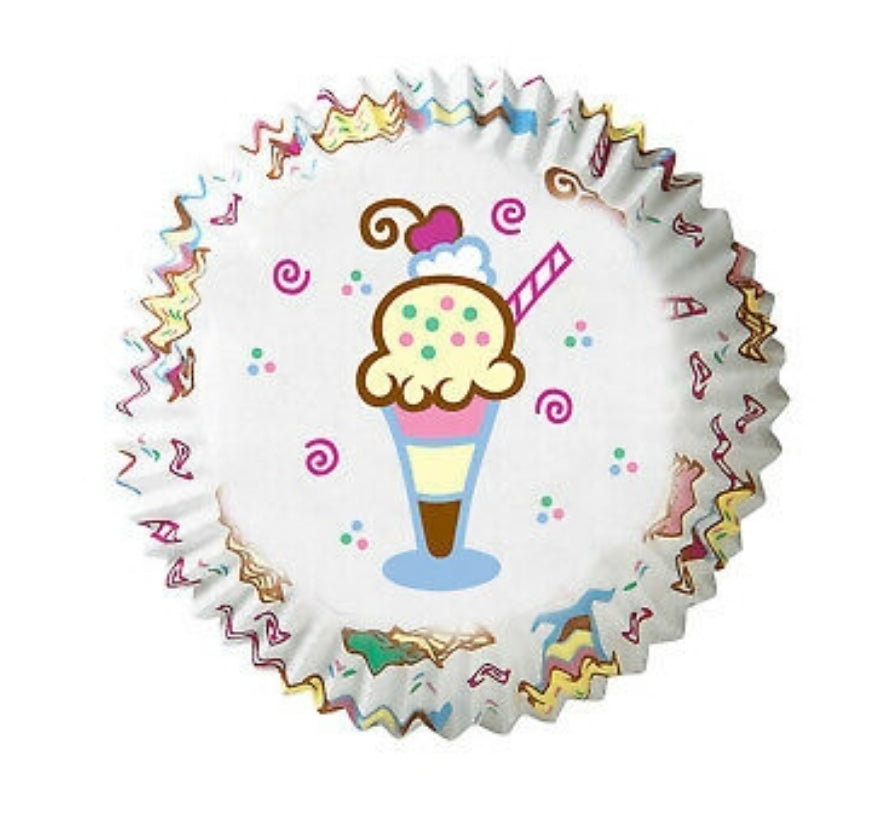 Pirotines Cupcakes Estampados - Blanco c/helados