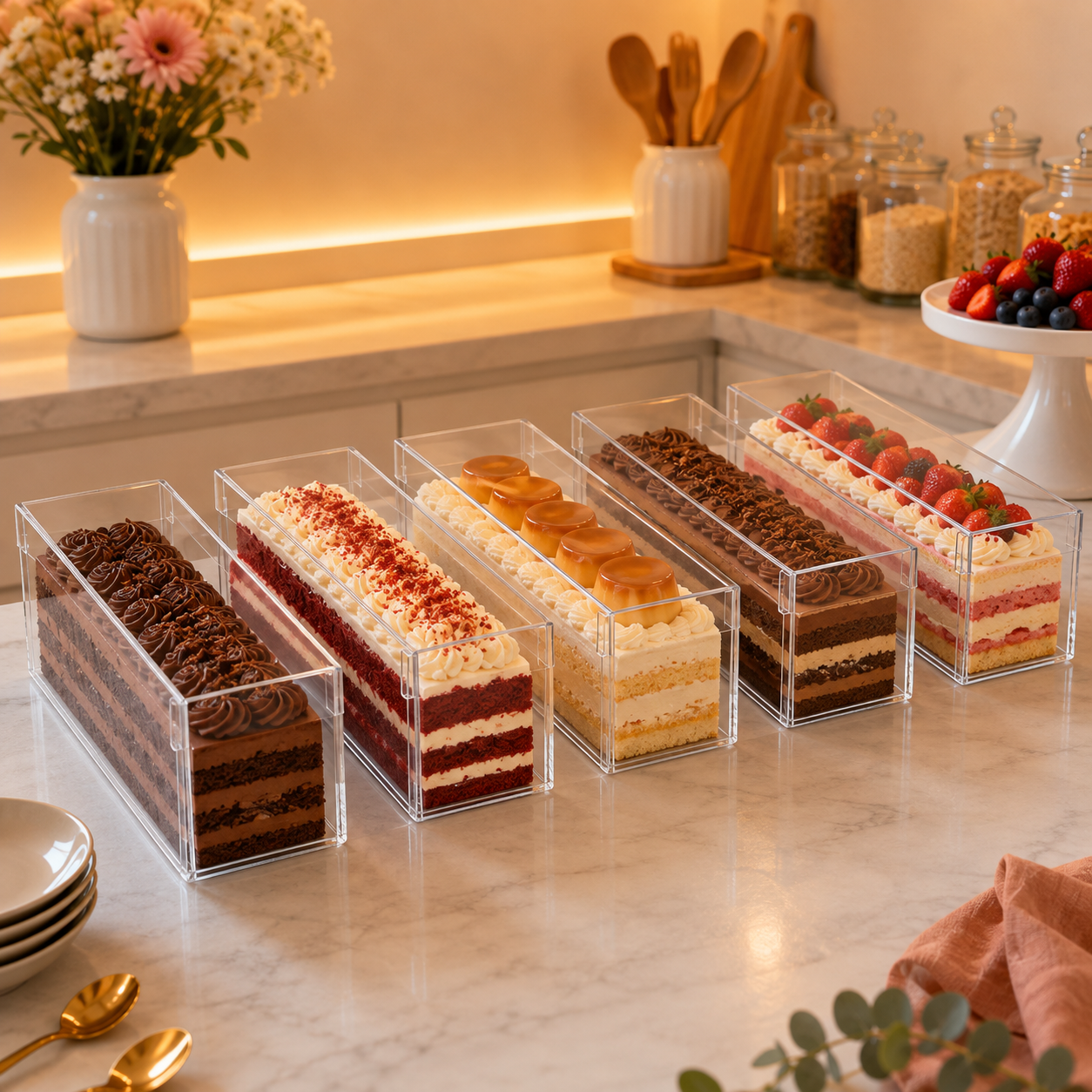 Soporte de Acrílico para Cake Slices con tapa
