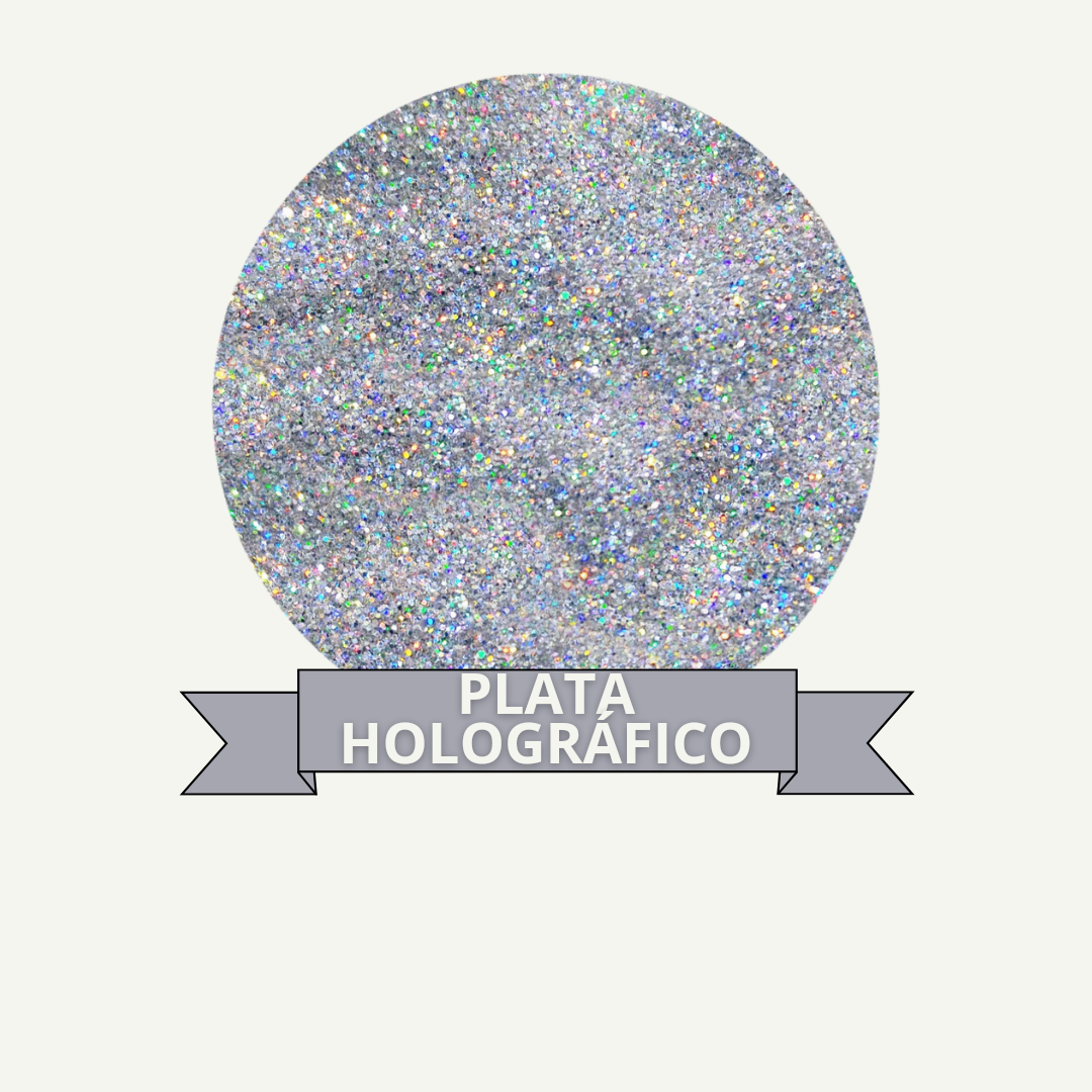 Glitter Brillantina 8g - Plata Holográfico