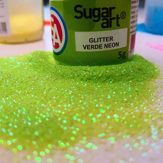 Glitter Brillantina Sugar Art VERDE NEÓN 5g