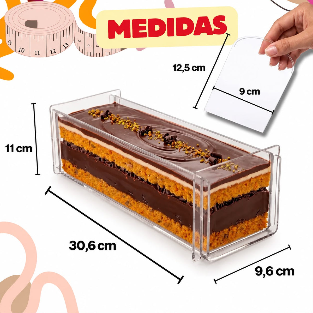 Soporte de Acrílico para Cake Slices con tapa y espátula
