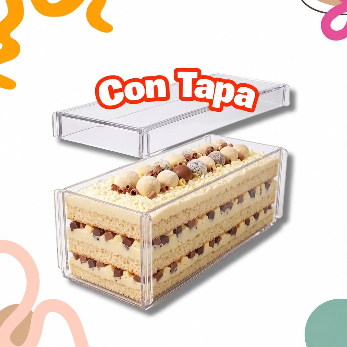 Soporte de Acrílico para Cake Slices con tapa y espátula