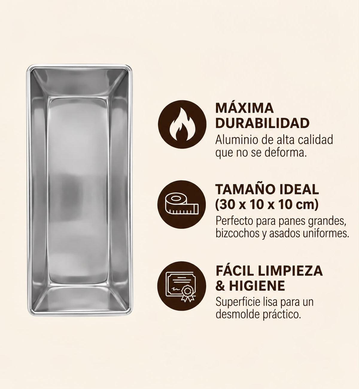Molde Rectangular de Aluminio 30x10x10cm