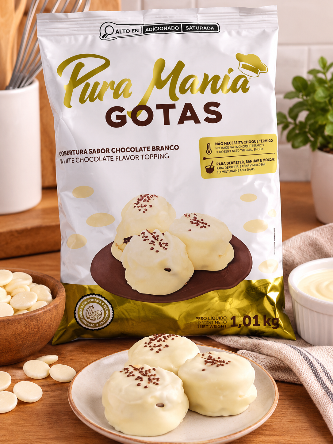 Chocolate Cobertura Pura Manía Blanco 1kg