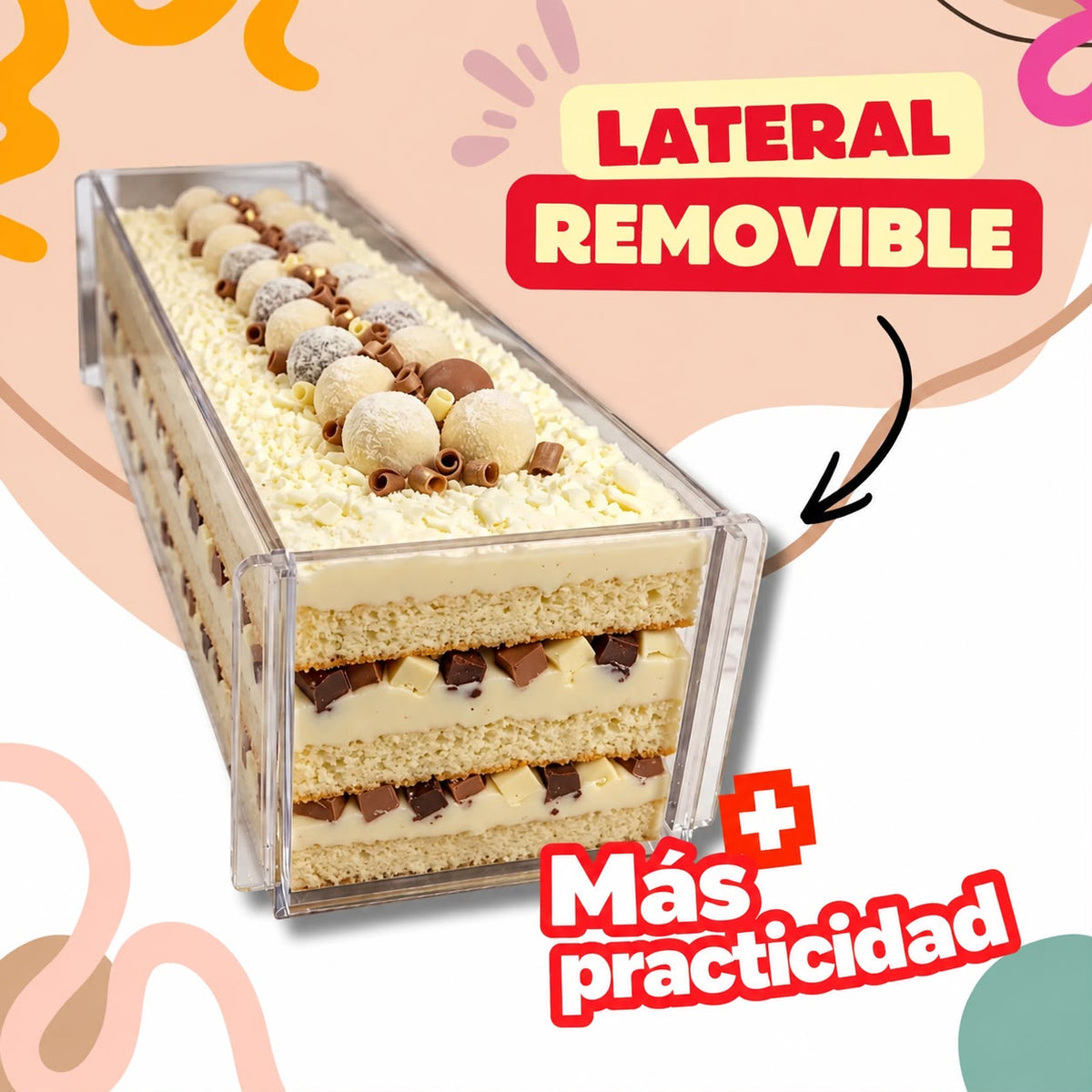 Soporte de Acrílico para Cake Slices con tapa y espátula