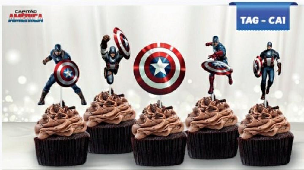 Toppers para cupcakes Capitán América