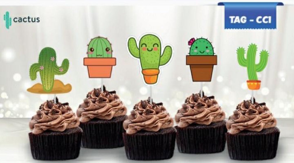 Toppers para cupcakes Cactus