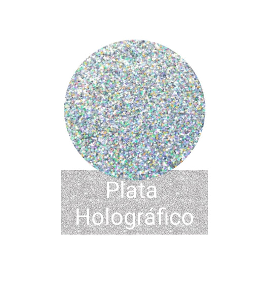Glitter Brillantina Plata Holográfico 8g